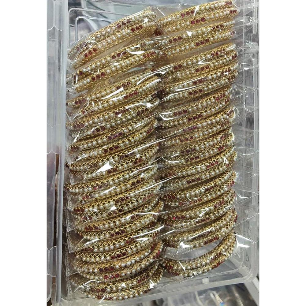 Pooja Bangles Graceful Pearl Embellished Bangles Set ( 1 Piece Only)