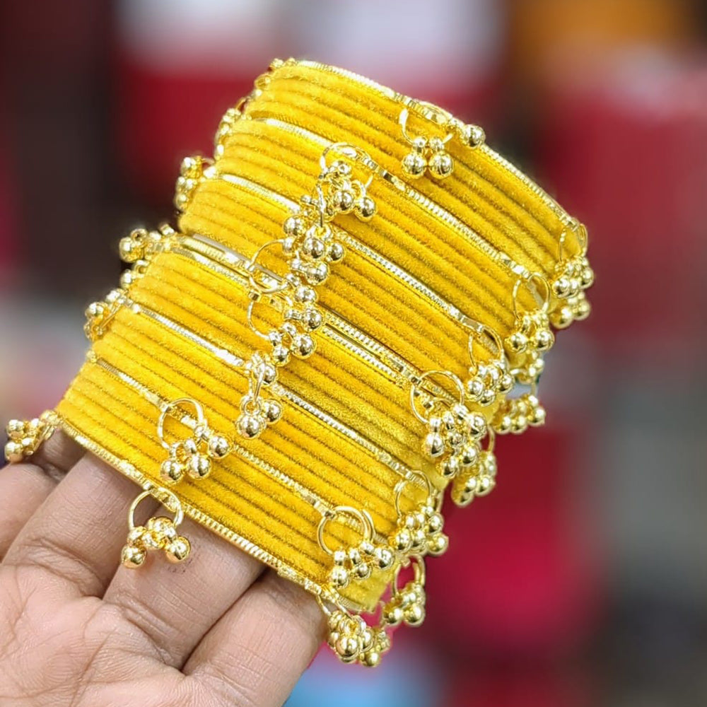 Pooja Bangles Premium Velvet Ghungroo Designer Bangles Set