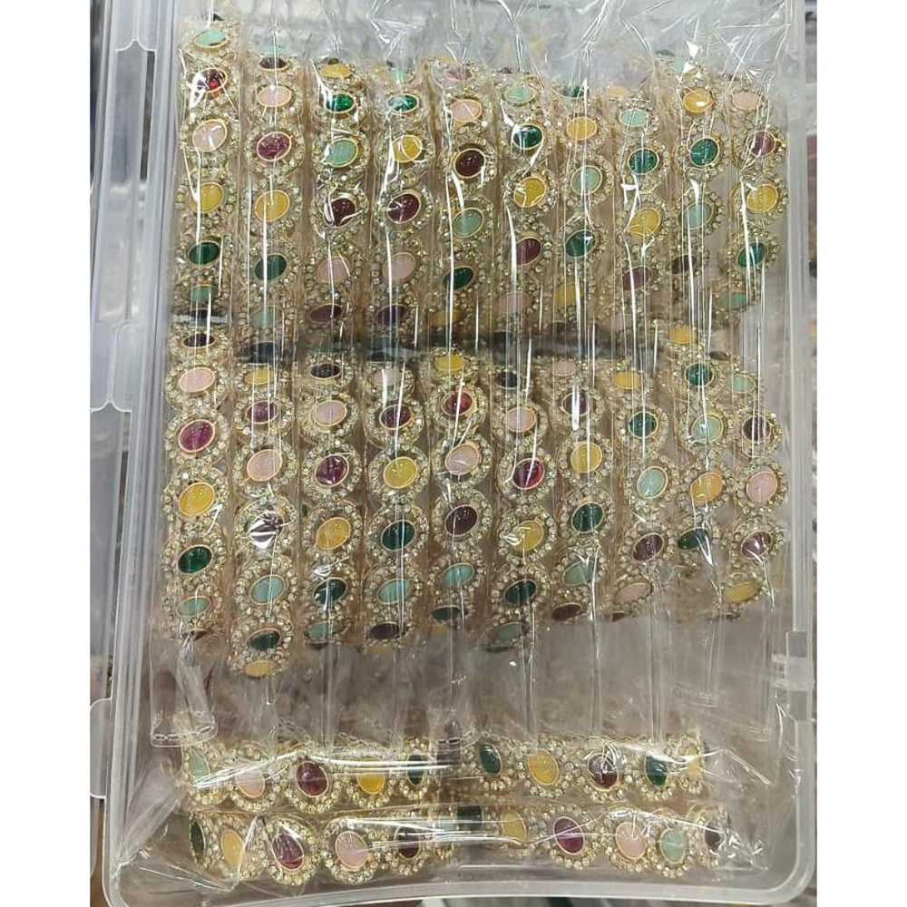 Pooja Bangles Glamorous Austrian Stone And Pota Stone Bangles Set (1 Set Only )