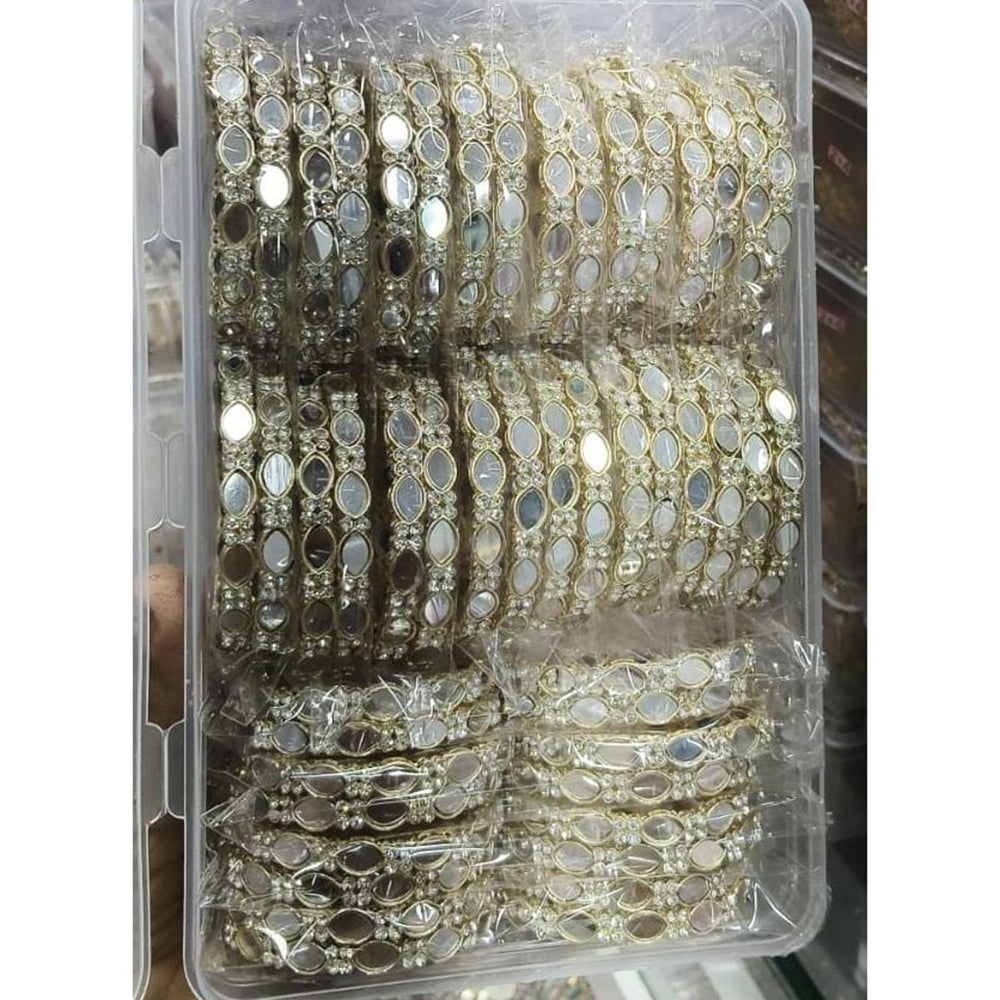 Pooja Bangles Glamorous Mirror And Austrian Stone Bangles Set (1 Set Only )