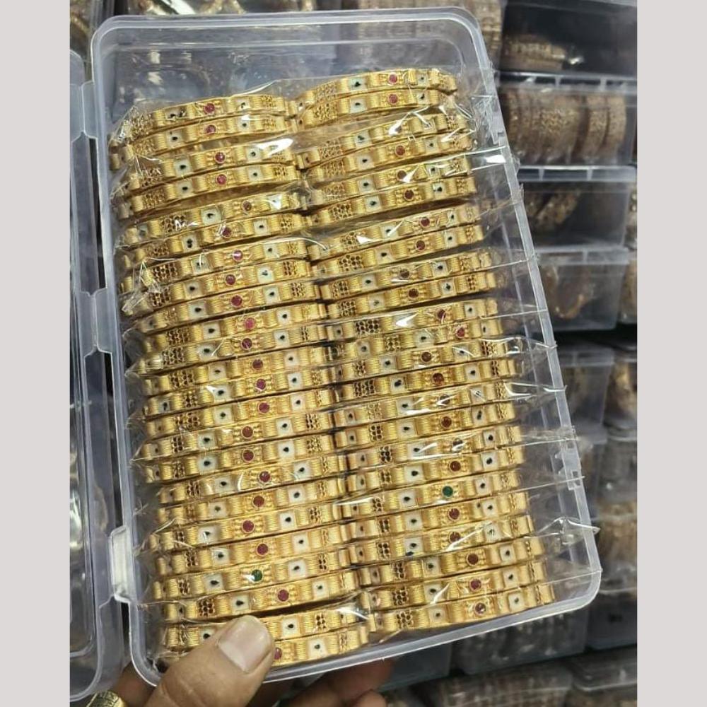 Pooja Bangles Designer Pota Stone And Meenakari Bangles Set (1 Piece Only)
