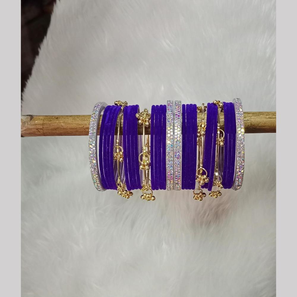 Pooja Bangles Designer Velvet And Pearl Kashmiri Bangles Set