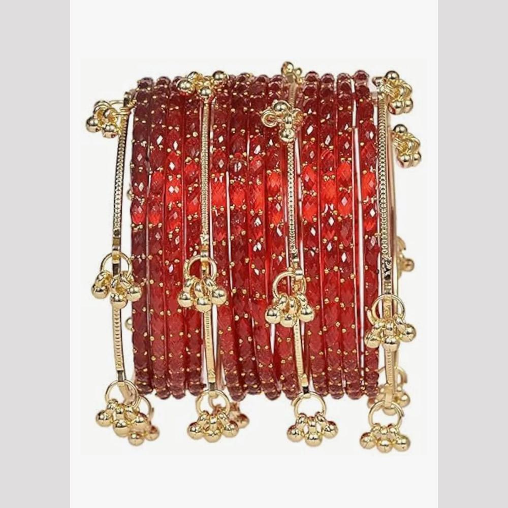Pooja Bangles Classic Kashmiri Ghungroo Raindrop Glass Bangles Set