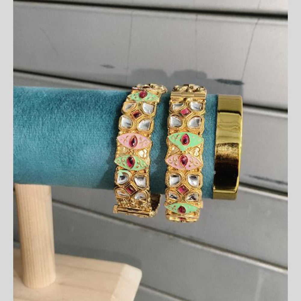 Pooja Bangles Classic Pota Stone And Meenakari Bangles Set