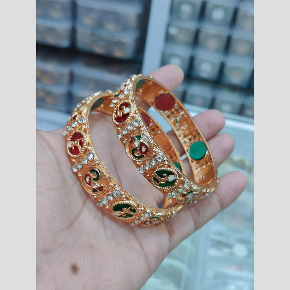 Pooja Bangles Elegant Meenakari And Austrian Stone Bangles Set