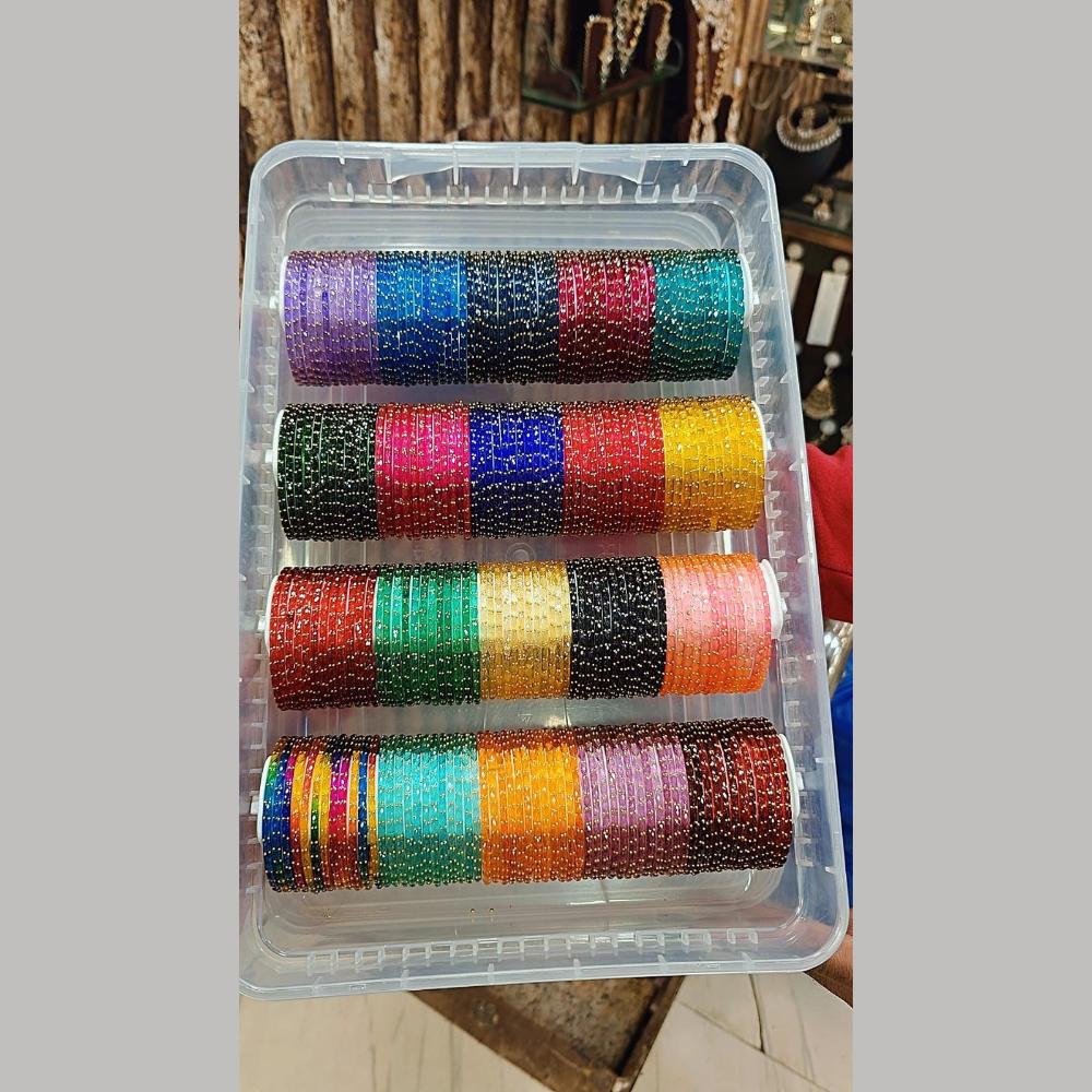 Pooja Bangles Mix Color Raindrop Glass Fancy Bangles Set