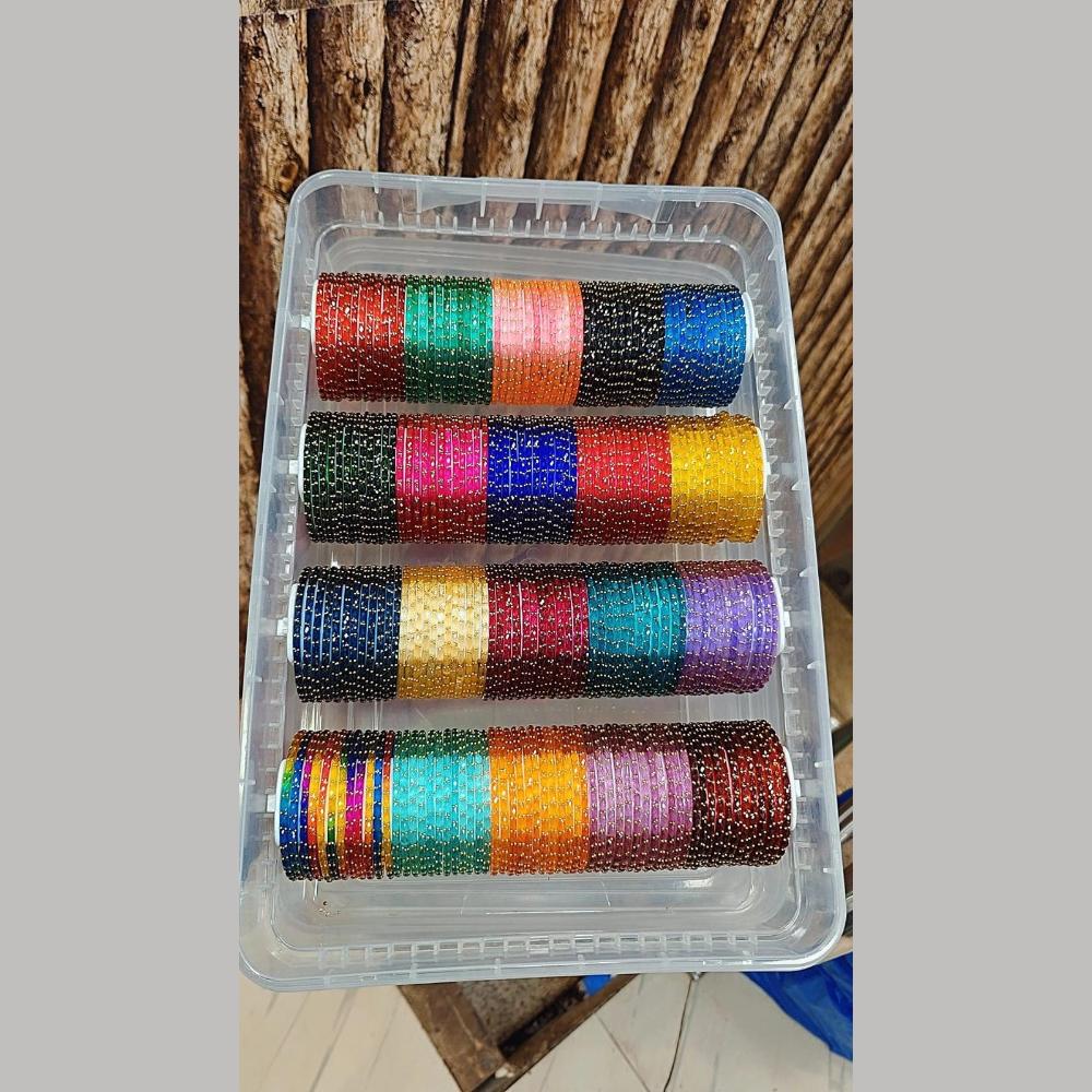 Pooja Bangles Mix Color Raindrop Glass Fancy Bangles Set