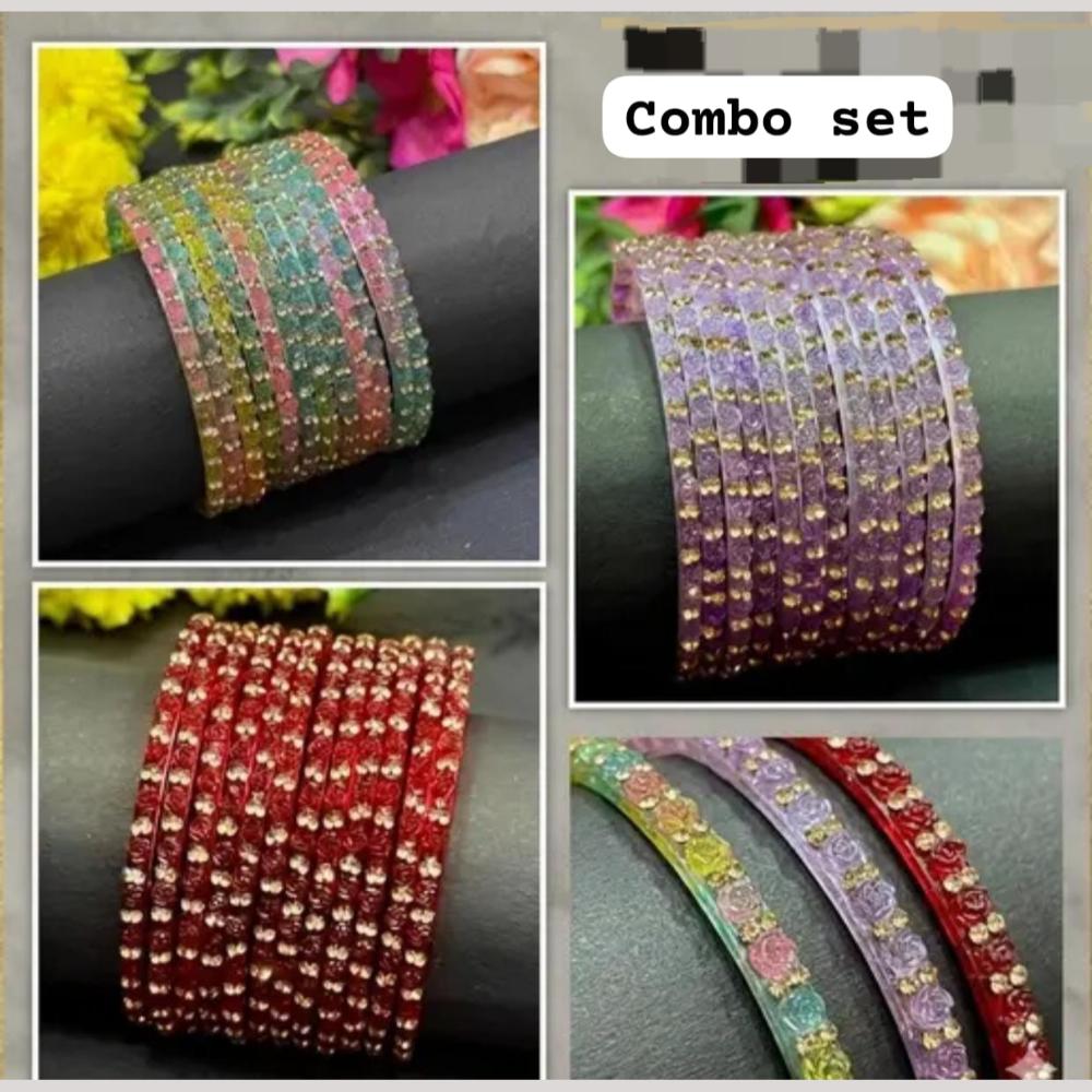 Pooja Bangles Austrian Stone Glass Fancy Bangles Set