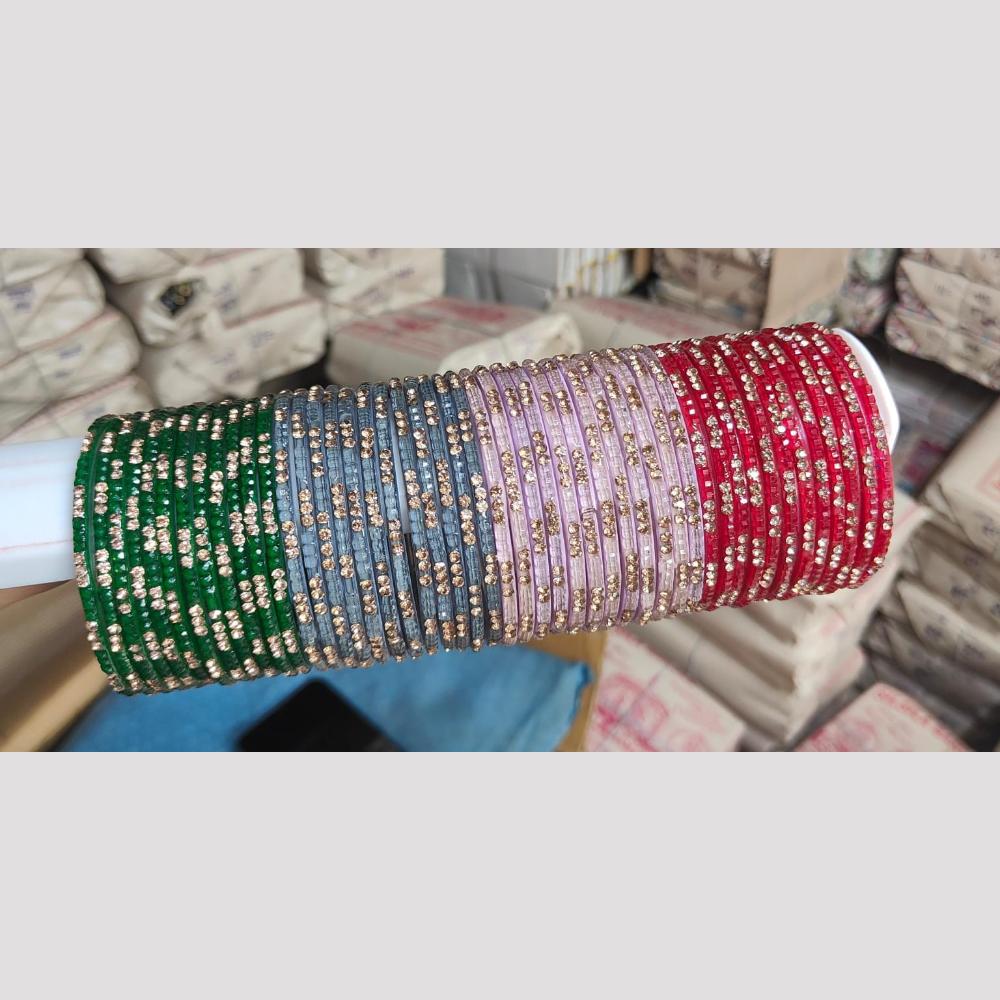 Pooja Bangles Glass Fancy Austrian Stone Bangles Set