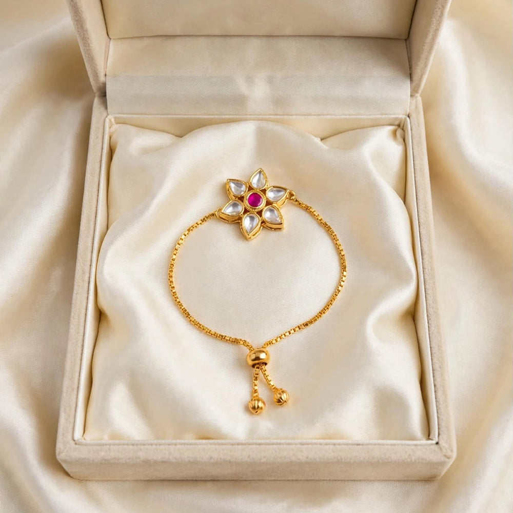 Pooja Bangles Royal Kundan Stone Adjustable Bracelet