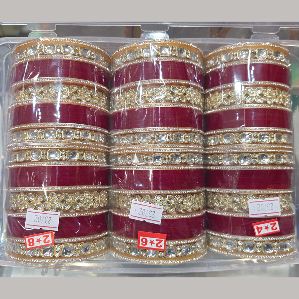 Pooja Bangles Acrylic Kundan Stone Wedding Wear Bangles Set