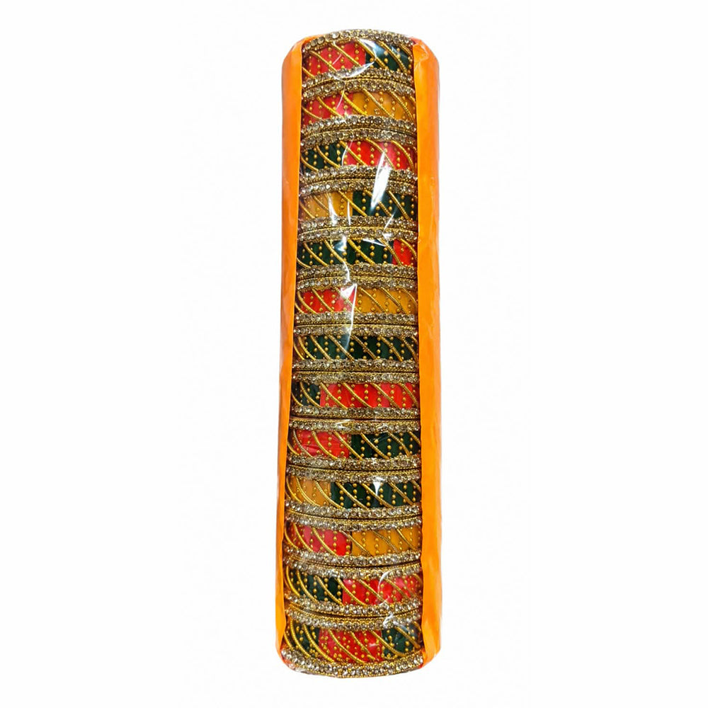 Pooja Bangles Premium Pota Stone And Pearl Bangles Set