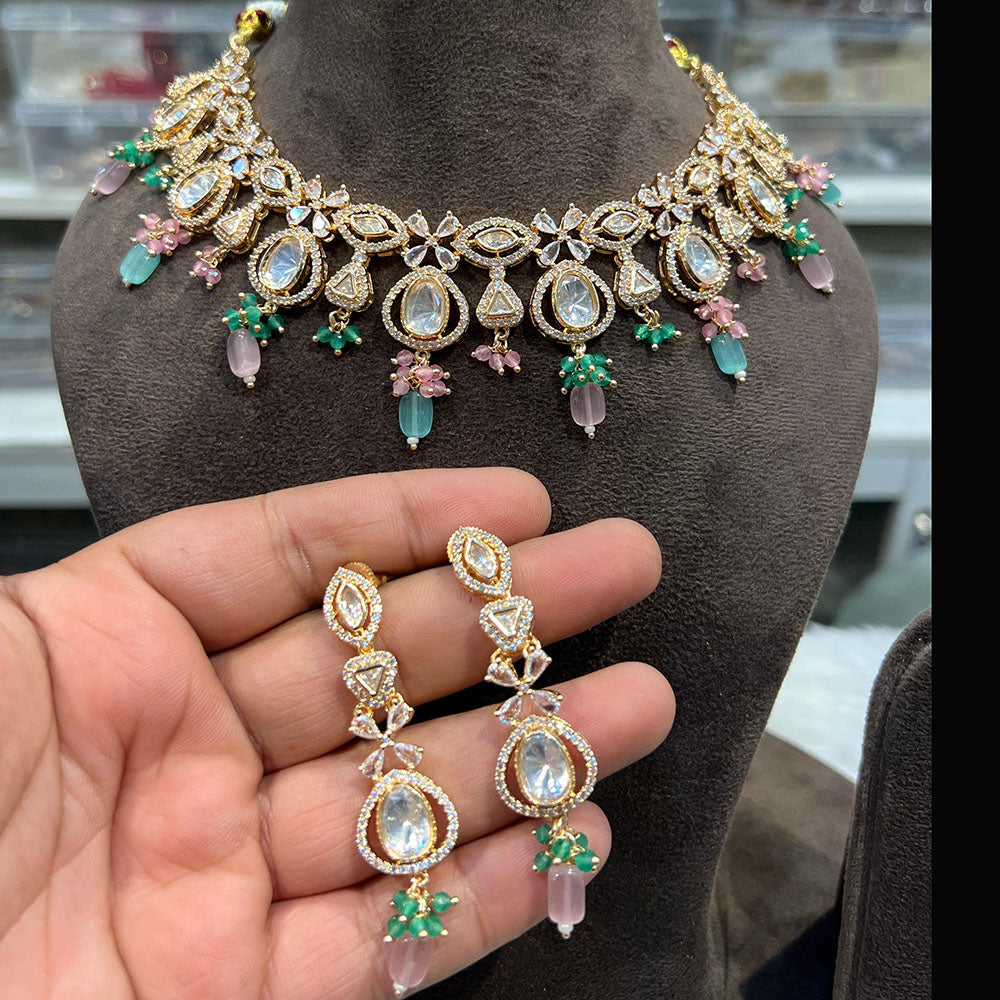 Hira Collection Traditional Kundan And Beads Necklace Set