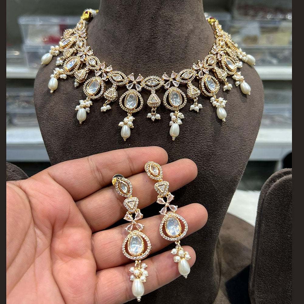 Hira Collection Traditional Kundan And Beads Necklace Set