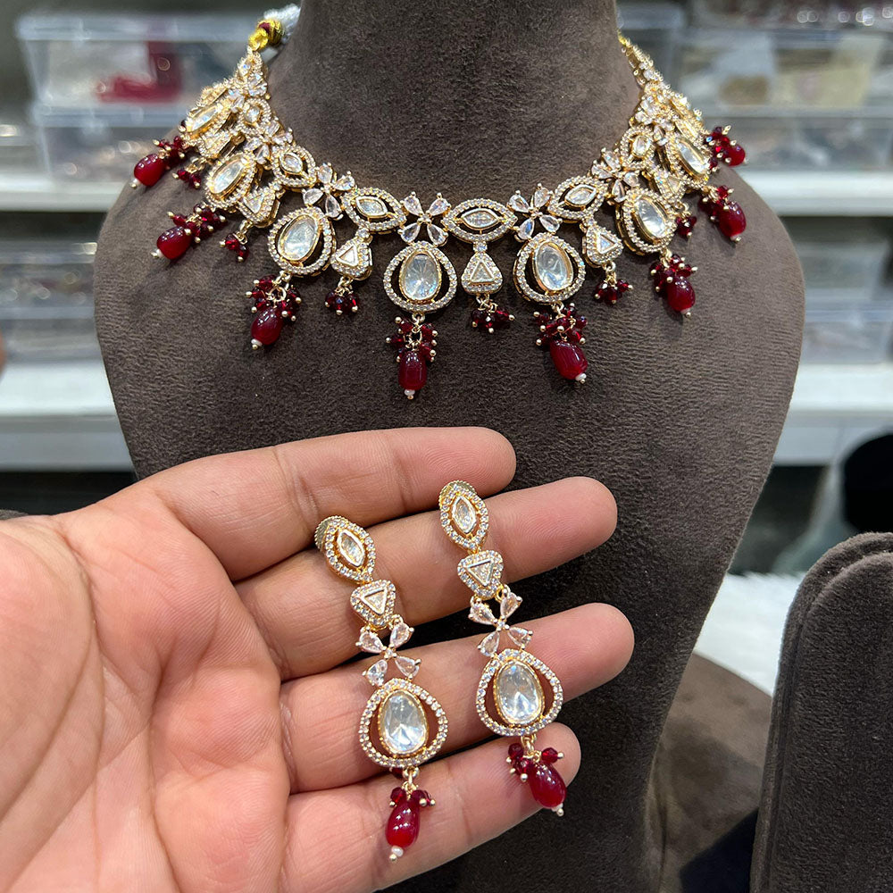 Hira Collection Traditional Kundan And Beads Necklace Set