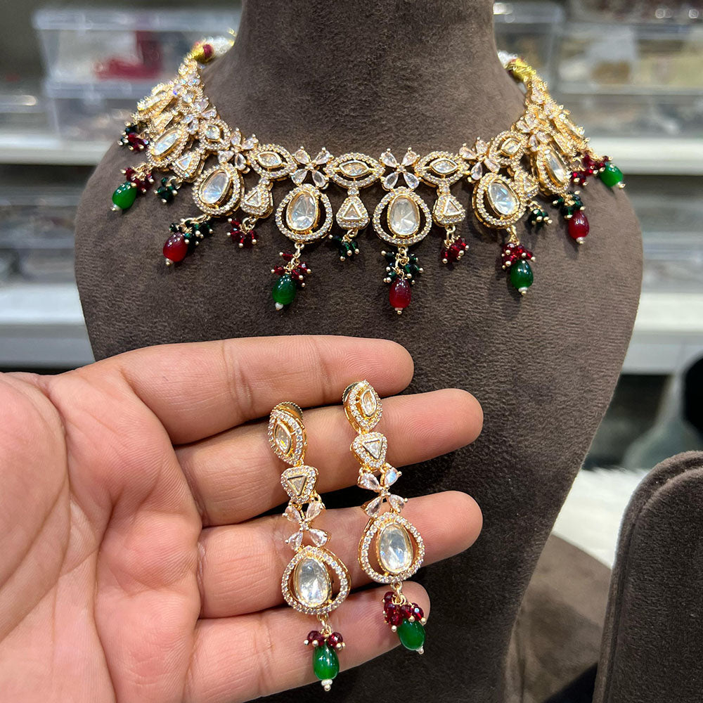 Hira Collection Traditional Kundan And Beads Necklace Set
