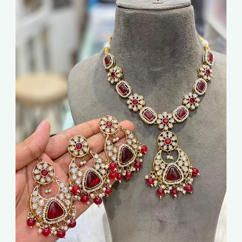 Hira Collections Designer Kundan And Pearl Necklace Set Perfect for Weddings & Festive Occasions