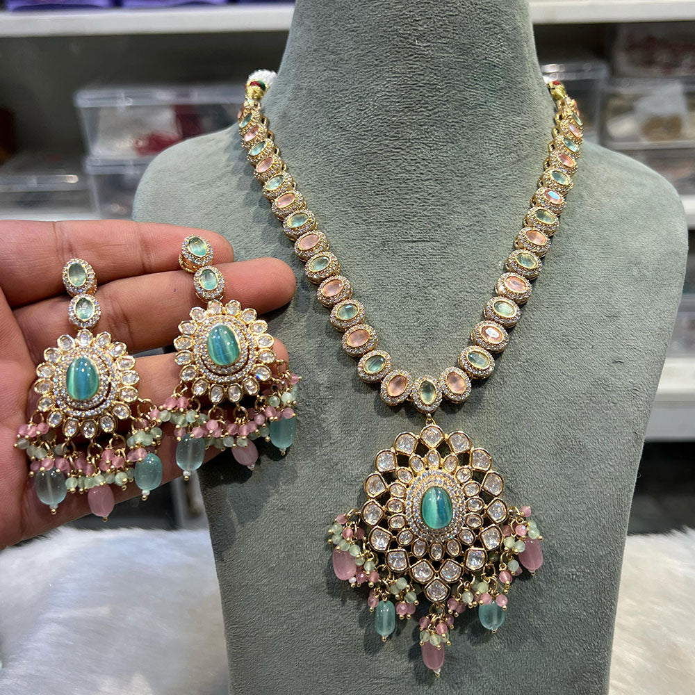 Hira Collections Designer Polki Kundan And Beads Long Necklace Set Statement Jewelry