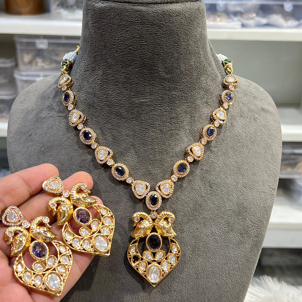 Hira Collections Elegant Kundan Necklace Set Statement Jewelry