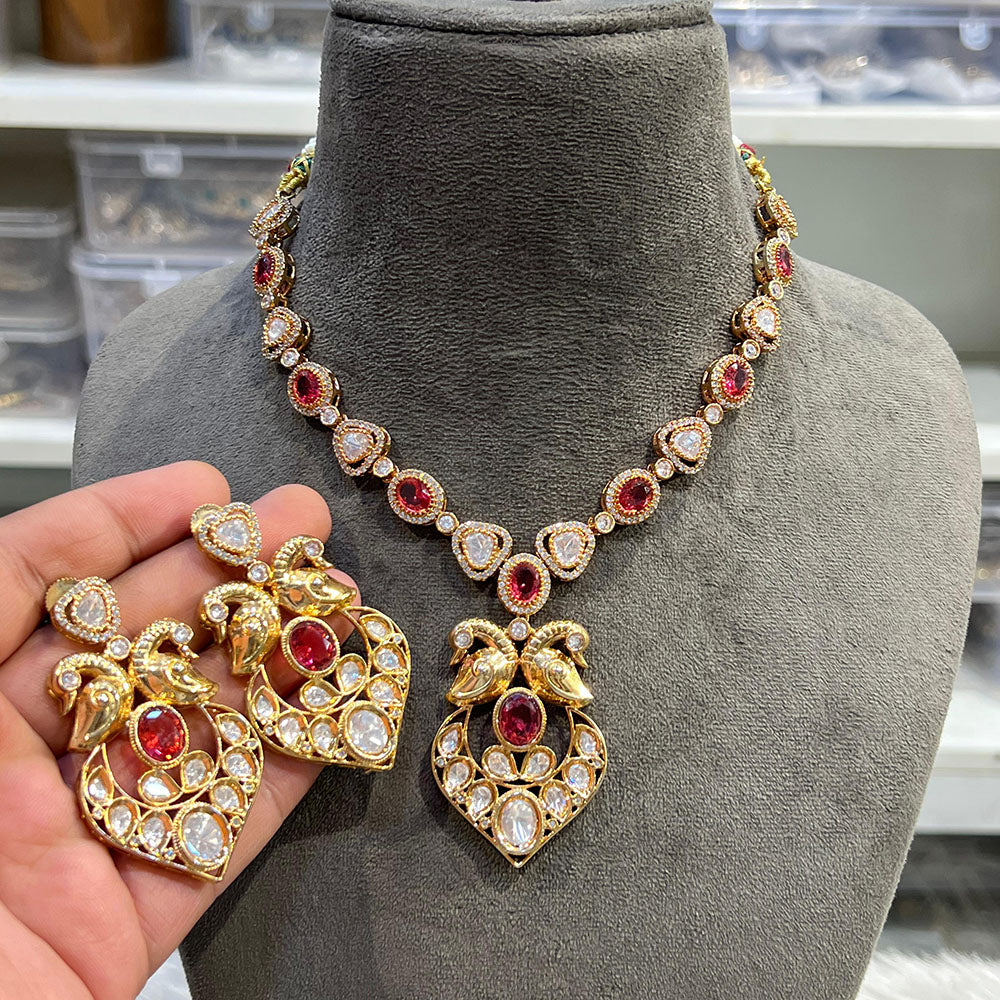 Hira Collections Elegant Kundan Necklace Set Statement Jewelry