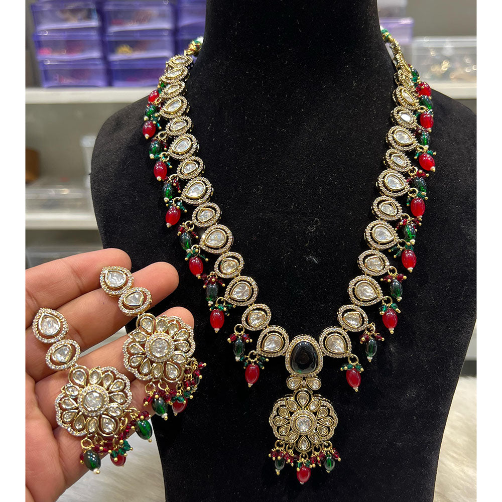 Hira Collections Designer Polki Kundan And Beads Long Necklace Set Statement Jewelry