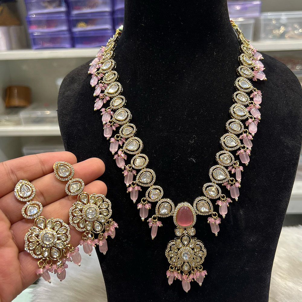 Hira Collections Designer Polki Kundan And Beads Long Necklace Set Statement Jewelry