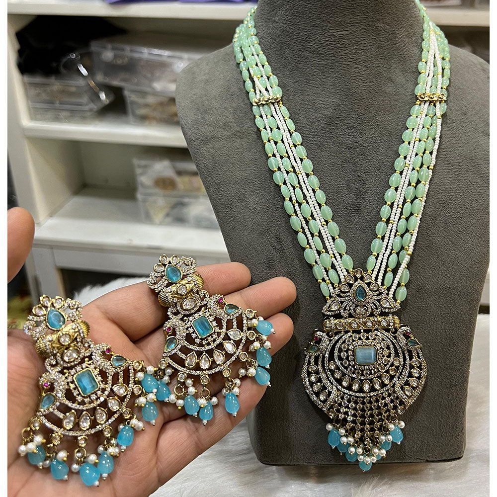 Hira Collections Designer Polki Kundan And Beads Long Necklace Set Statement Jewelry