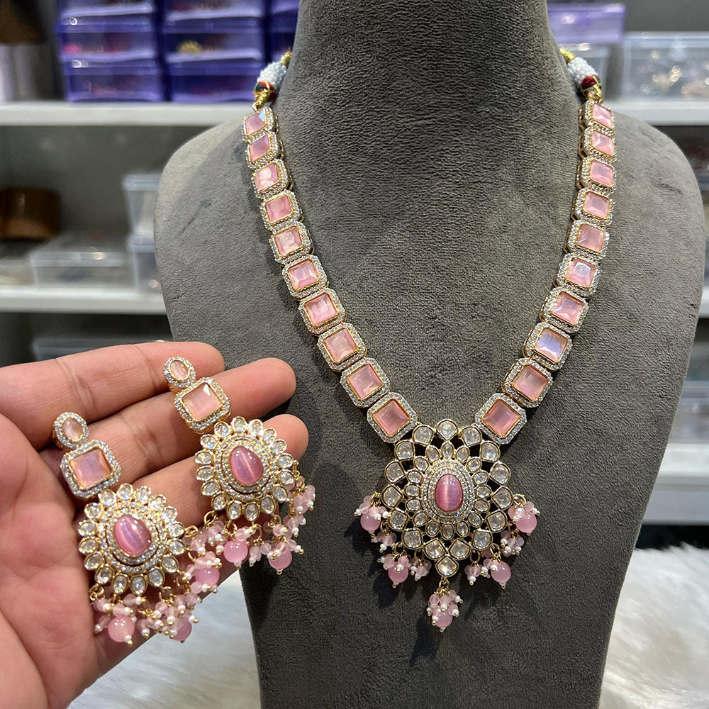Hira Collections Designer Polki Kundan And Beads Long Necklace Set Statement Jewelry