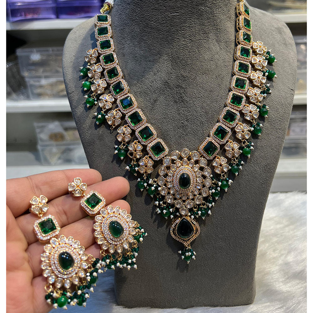 Hira Collections Designer Polki Kundan And Beads Long Necklace Set Statement Jewelry