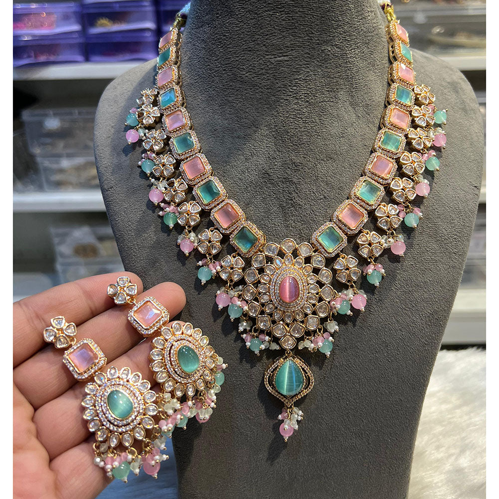 Hira Collections Designer Polki Kundan And Beads Long Necklace Set Statement Jewelry