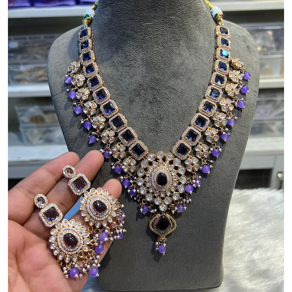 Hira Collections Designer Polki Kundan And Beads Long Necklace Set Statement Jewelry