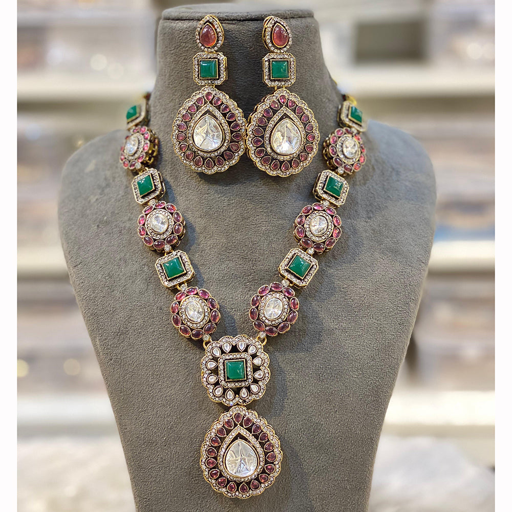 Hira Collection Pota Stone And Austrian Stone Necklace Set