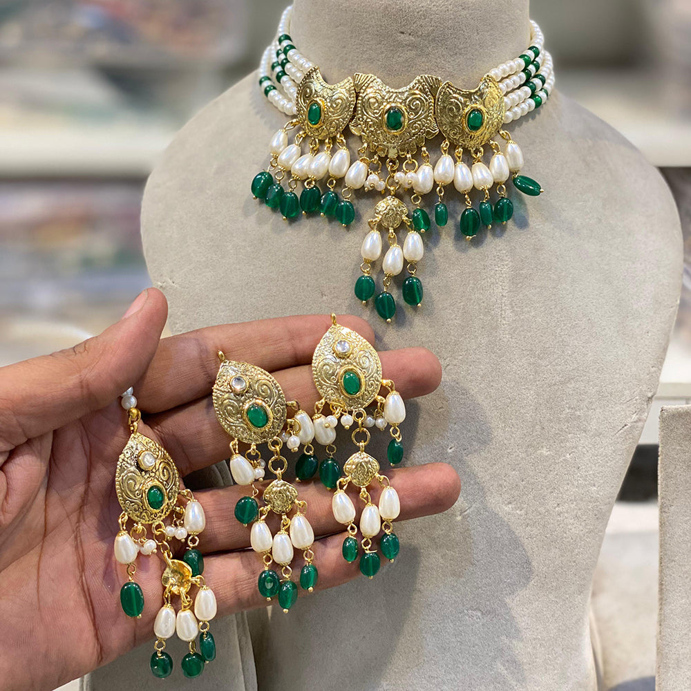 Hira Collection Pearl Beauty And Beadwork Necklace Set