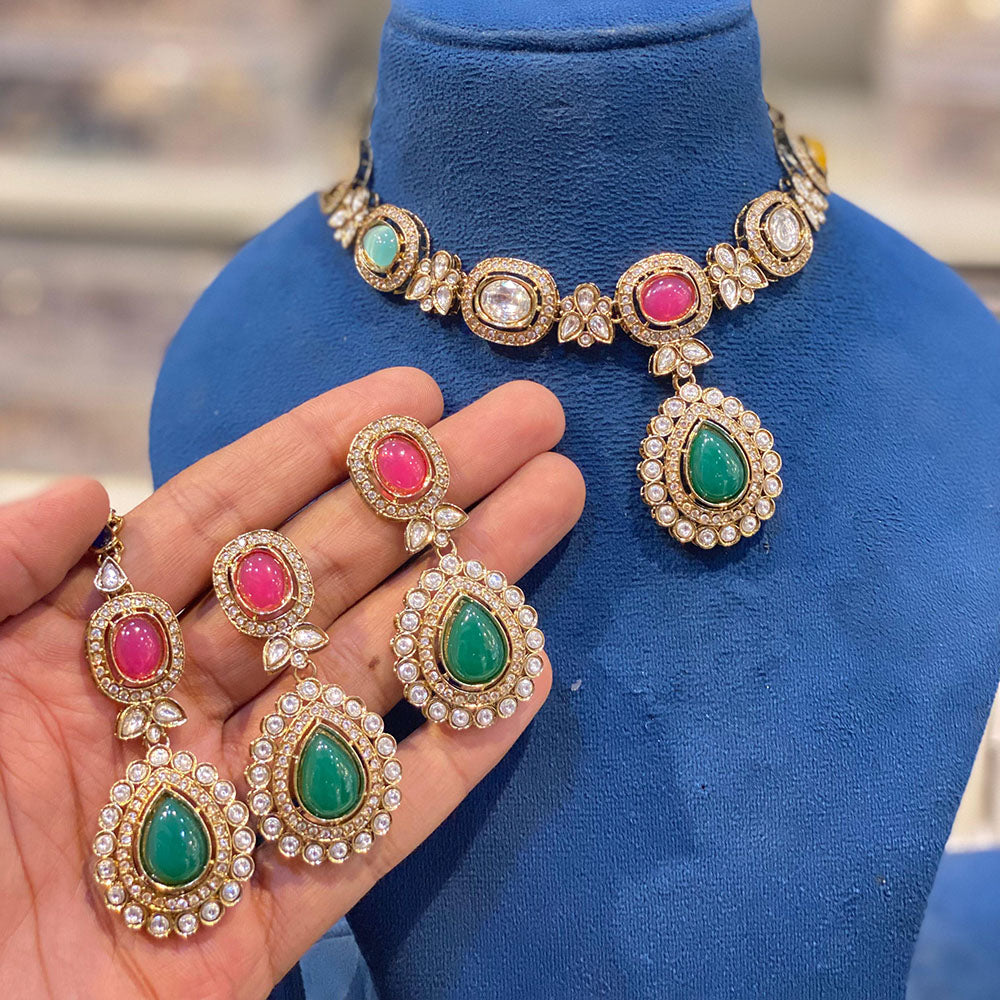 Hira Collections Royal Pota Stone Necklace Set