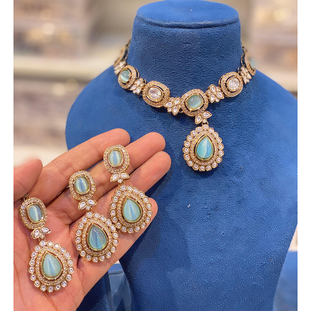 Hira Collections Royal Pota Stone Necklace Set