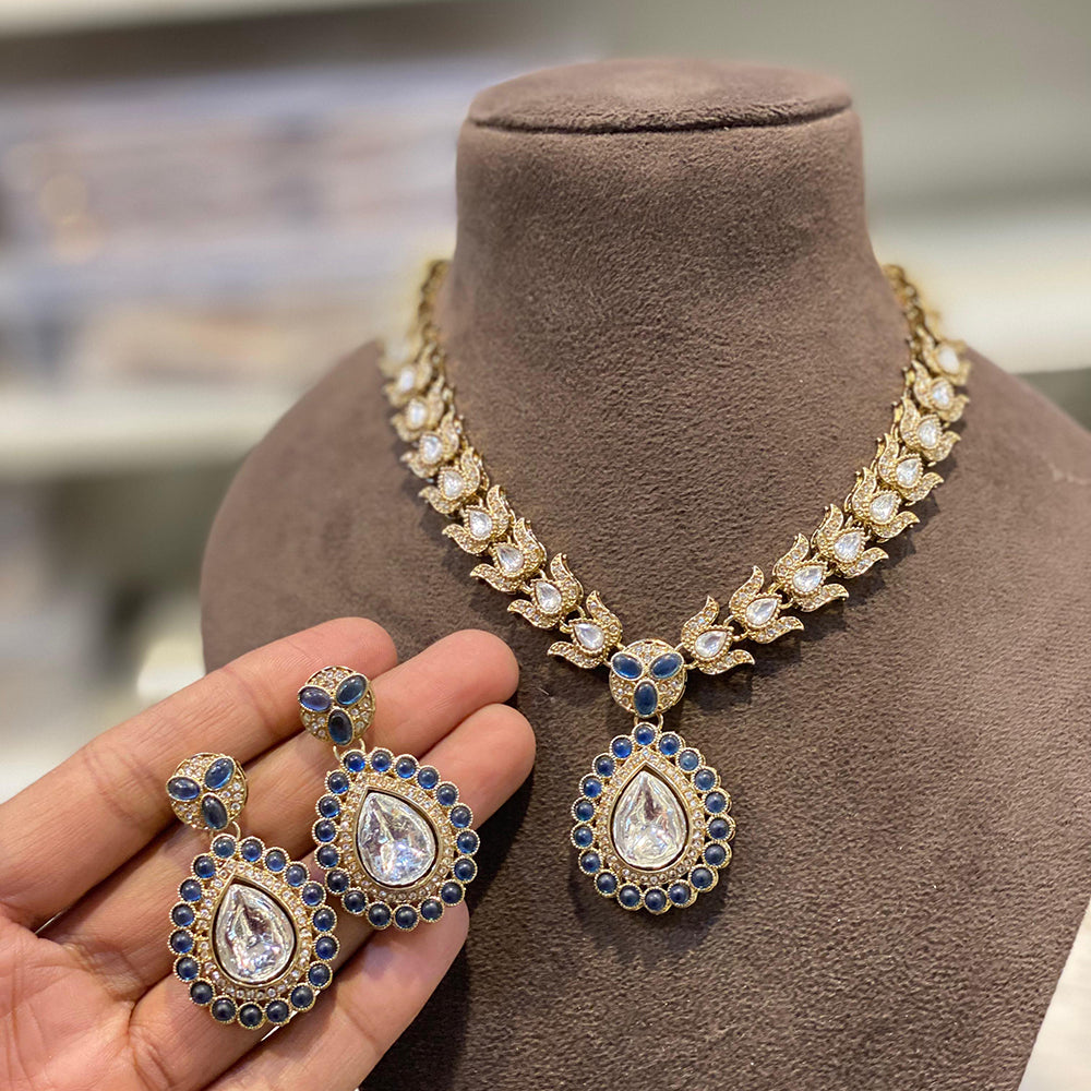 Hira Collections Pota Stone And Austrian Stone Designer Necklace Set