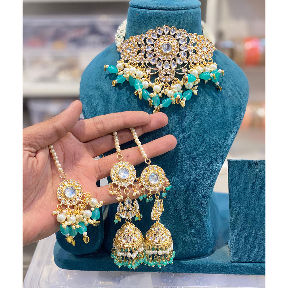 Hira Collections Kundan Stone And Beads Designer Choker Necklace Set