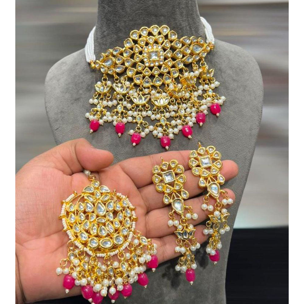 Hira Collections Kundan Stone And Beads Designer Choker Necklace Set