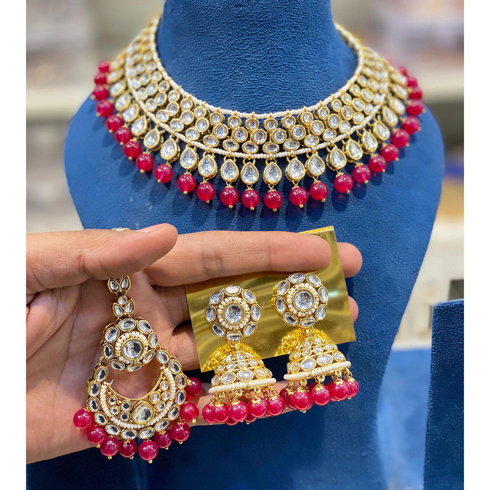 Hira Collections Kundan Stone Pearl And Beads Designer Necklace Set