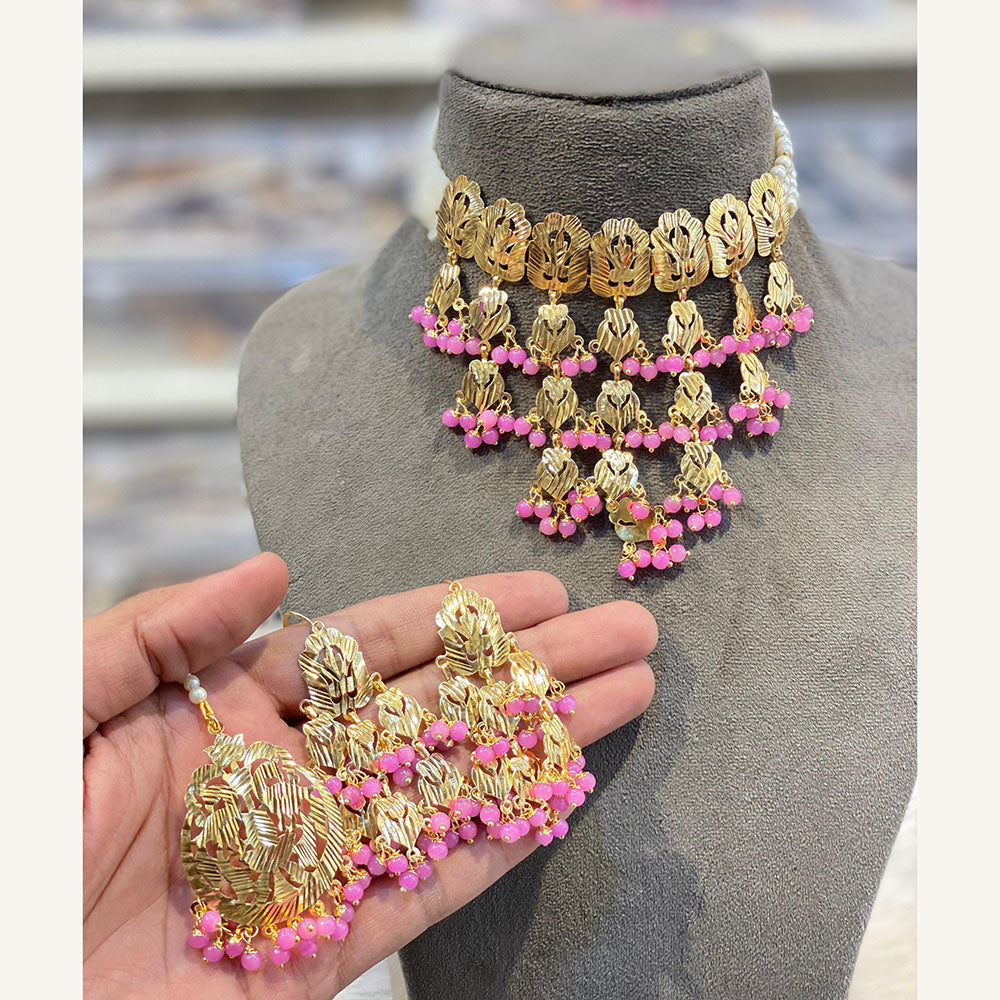 Hira Collections Exclusive Pearl And Beads Choker Necklace Set