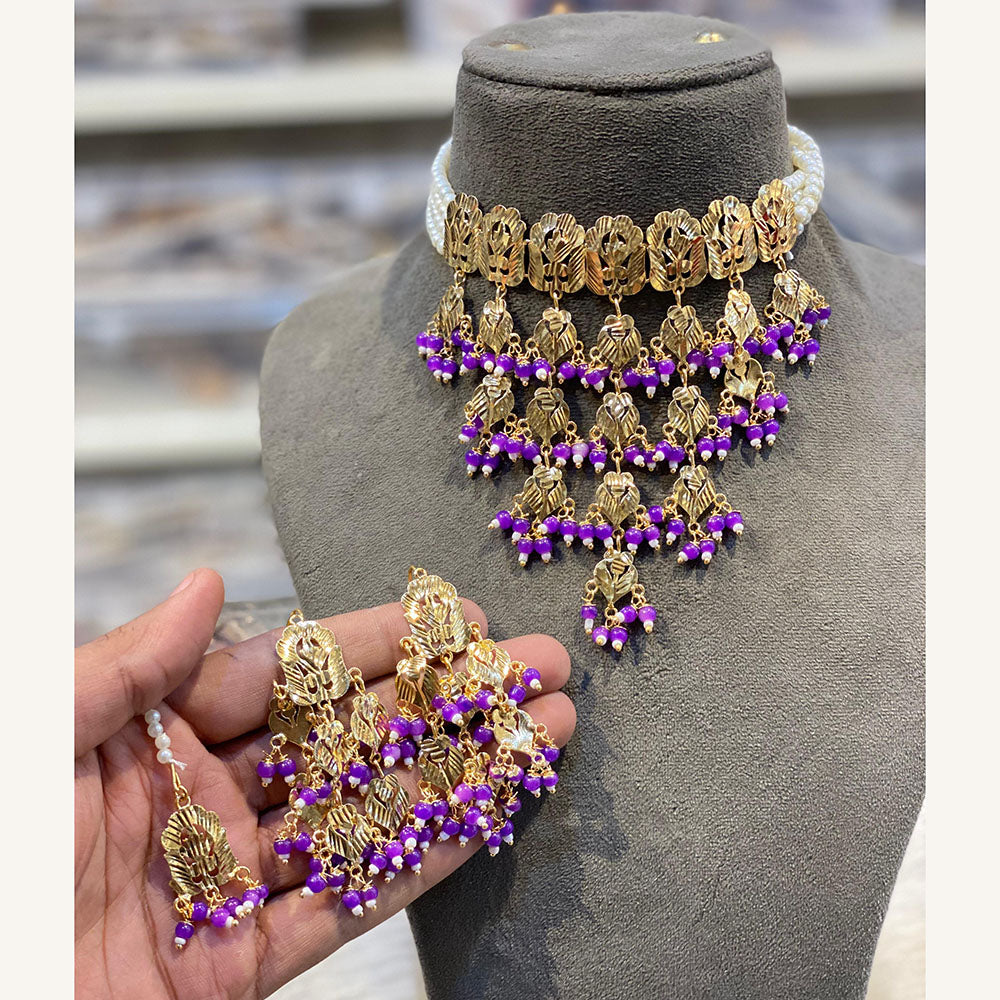 Hira Collections Exclusive Pearl And Beads Choker Necklace Set