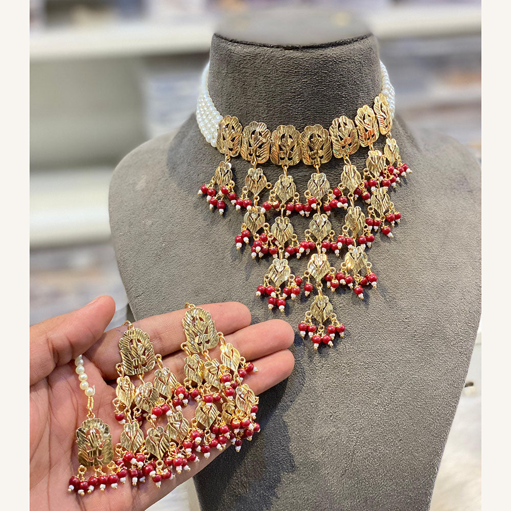 Hira Collections Exclusive Pearl And Beads Choker Necklace Set
