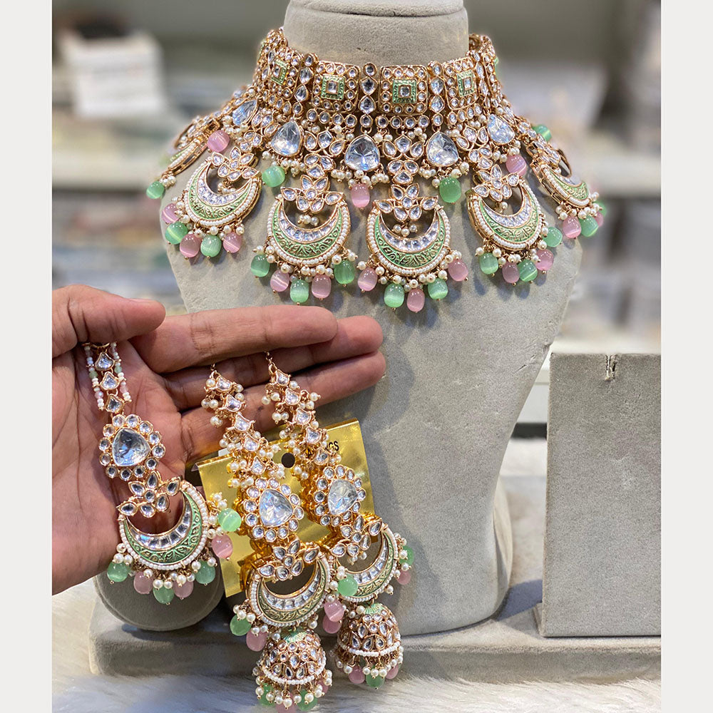 Hira Collections Traditional Kundan And Beads Meenakari Designer Choker Necklace Set