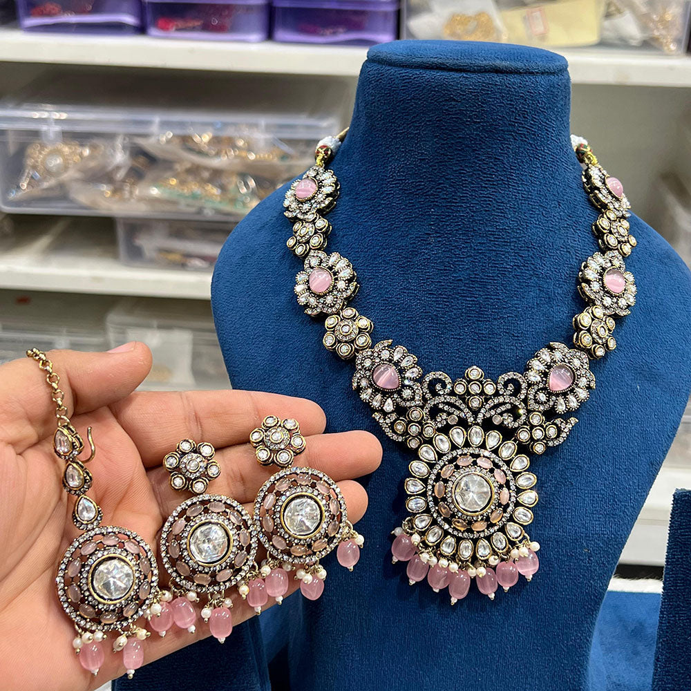 Hira Collections Classic Pota Stone And Beads Necklace Set