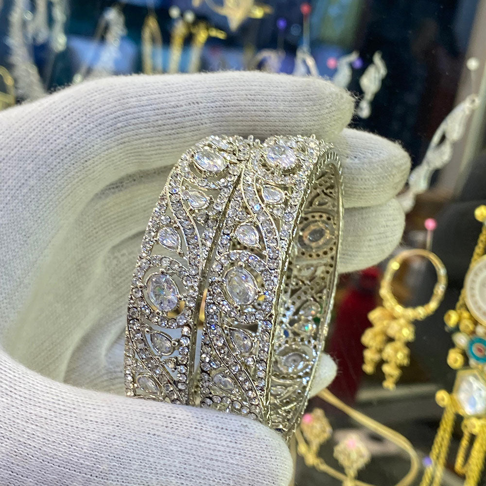 Hira Collections Ethnic Glow Crystal And Austrian Stone Bangles Set