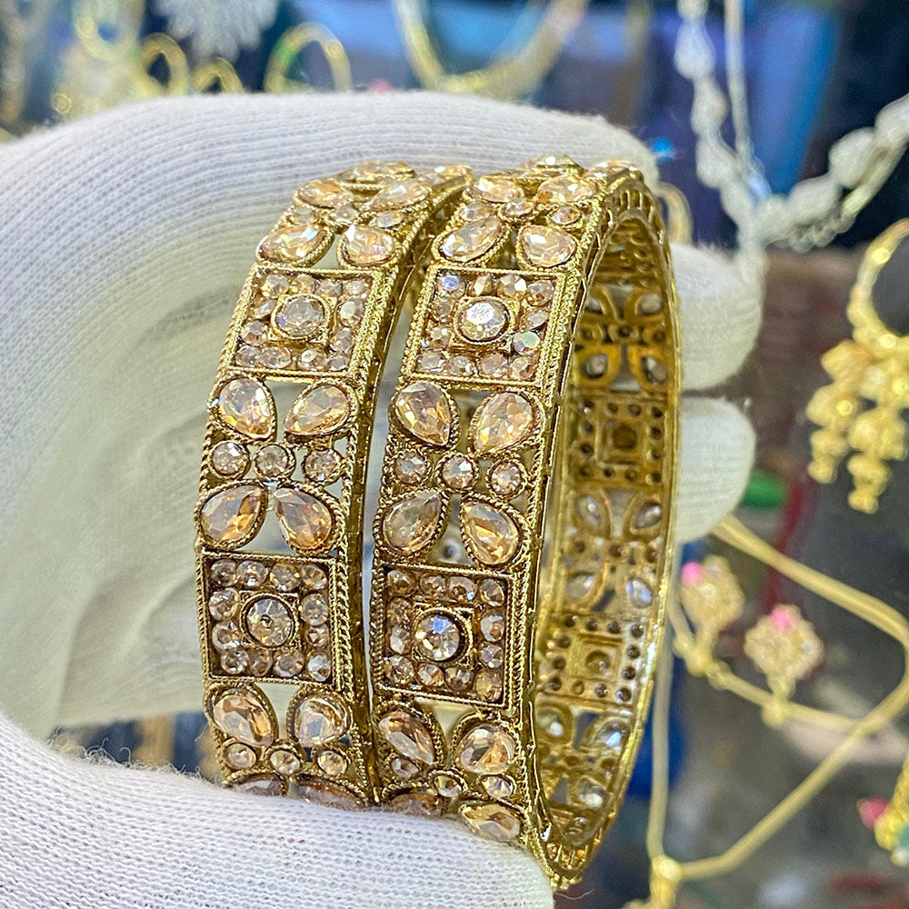 Hira Collections Ethnic Glow Crystal And Austrian Stone Bangles Set