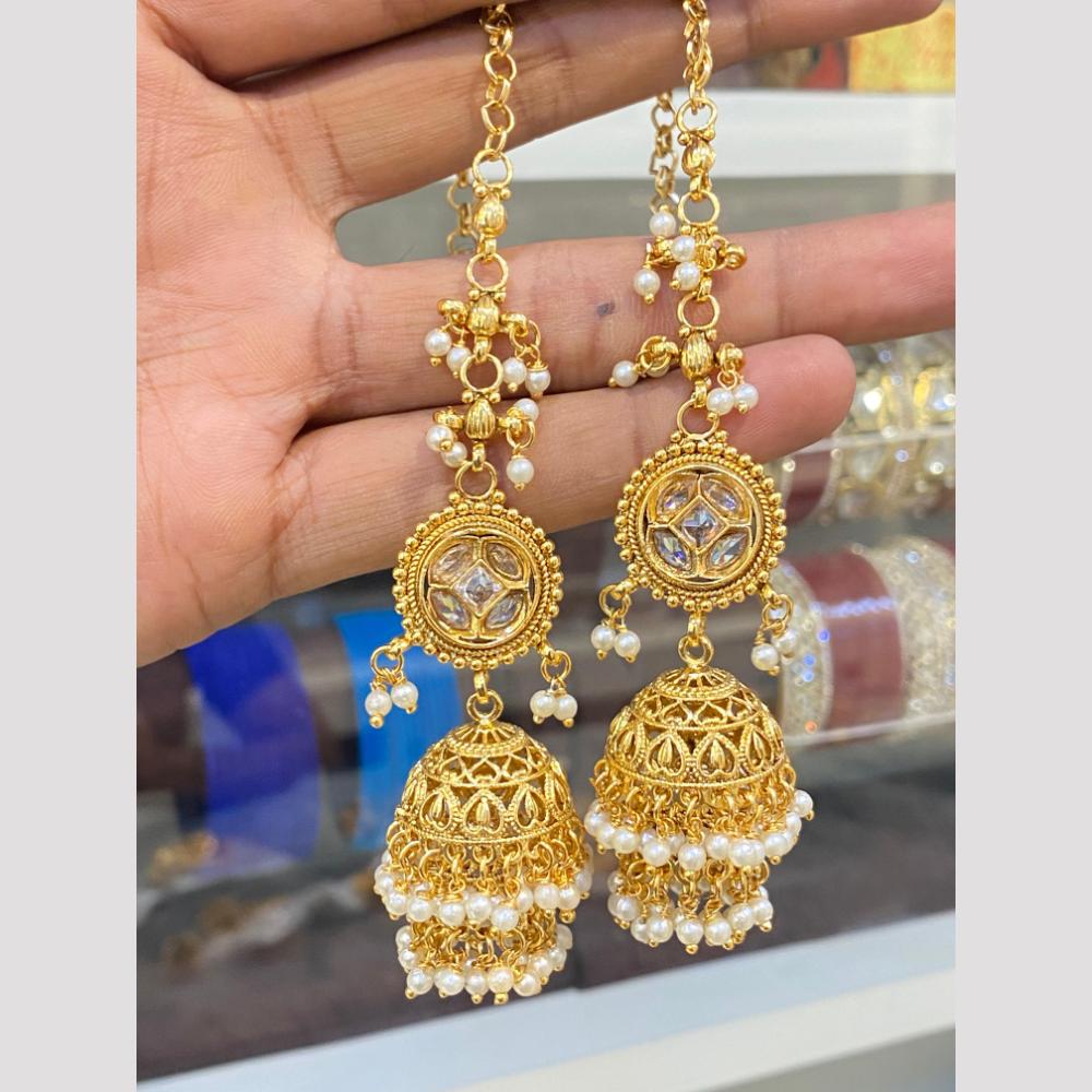 Hira Collections Fashionable Crystal Stone And Pearl Jhumki Earrings