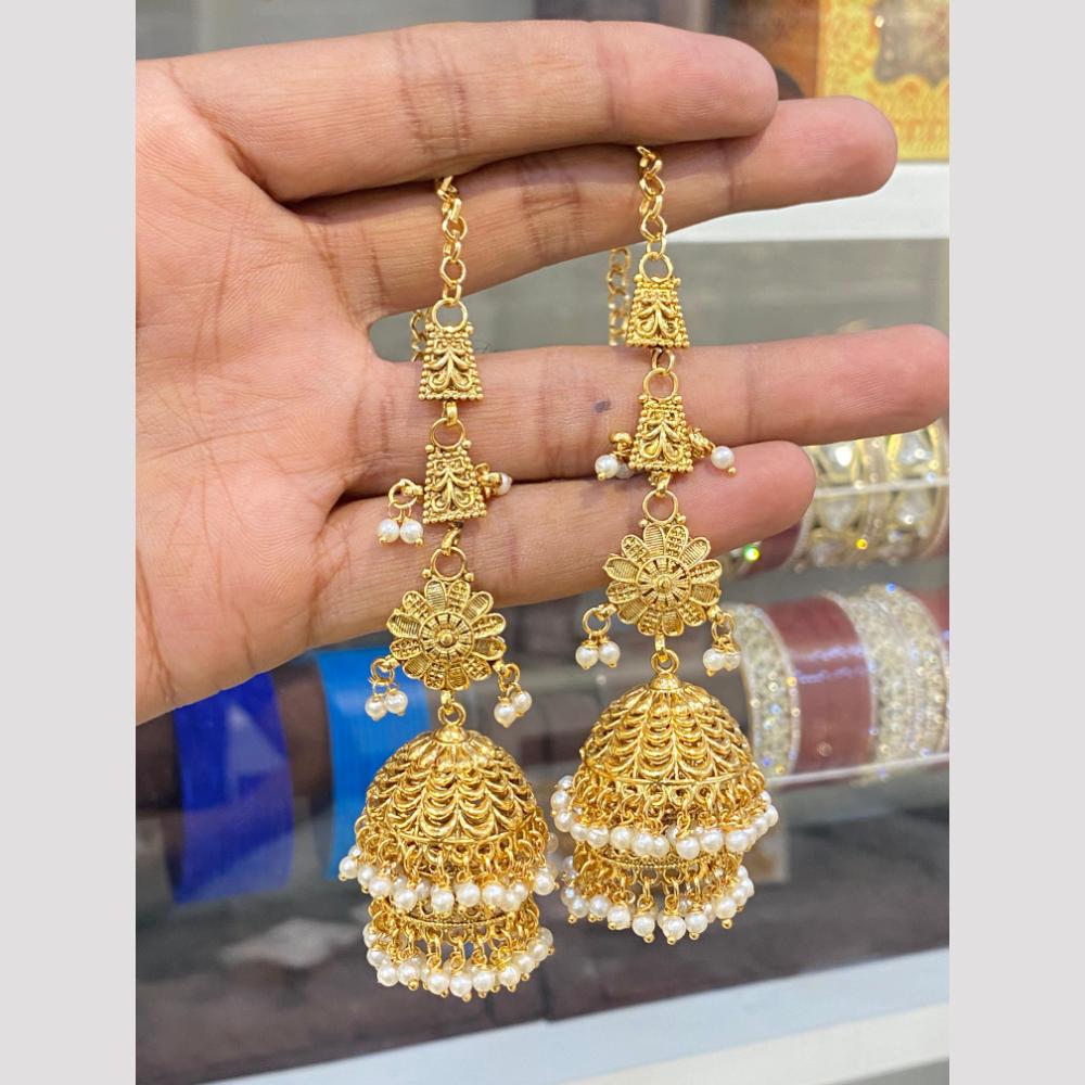 Hira Collections Fashionable Gold Plated Pearl Jhumki Earrings