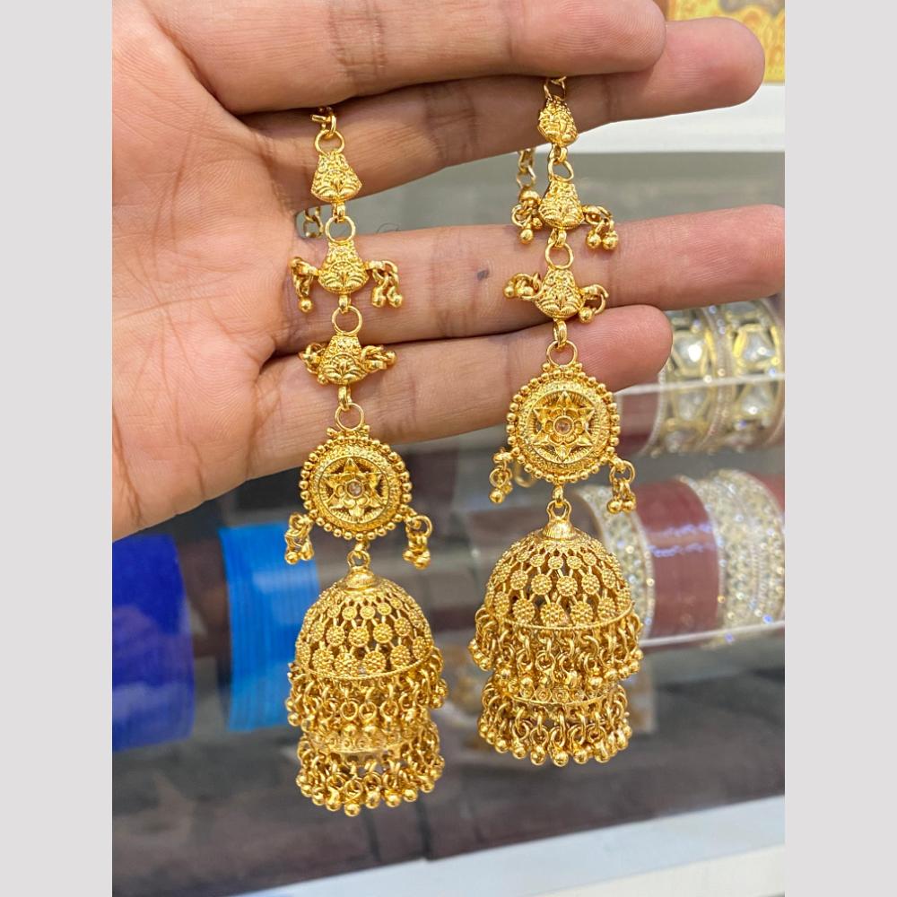 Hira Collections Fashionable Gold Plated Pearl Jhumki Earrings