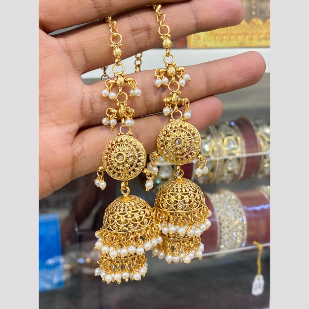 Hira Collections Fashionable Crystal Stone And Pearl Jhumki Earrings